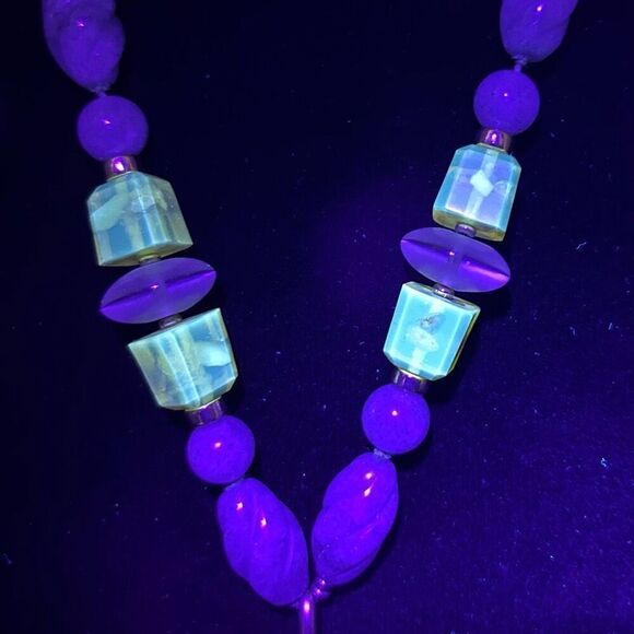 Jadeite Gemstones Tassel Necklace 12" Blue Gold-tone Chinese Zodiac Medallion - Picture 7 of 14